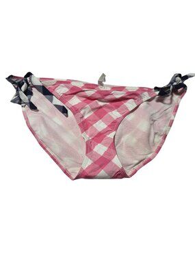 American Eagle Pink White Gingham Bikini Bottom Size XL Side Ties Swimsuit